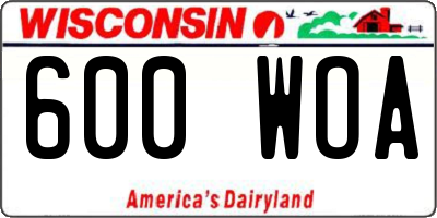 WI license plate 600WOA