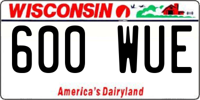 WI license plate 600WUE