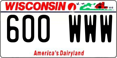 WI license plate 600WWW