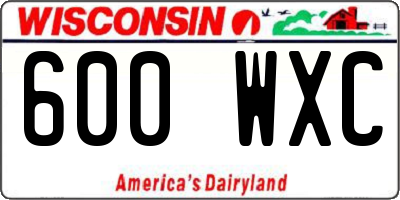 WI license plate 600WXC