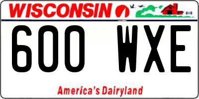 WI license plate 600WXE