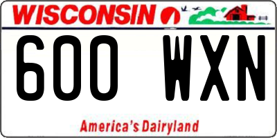 WI license plate 600WXN