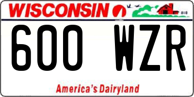 WI license plate 600WZR