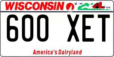WI license plate 600XET
