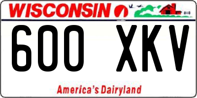 WI license plate 600XKV