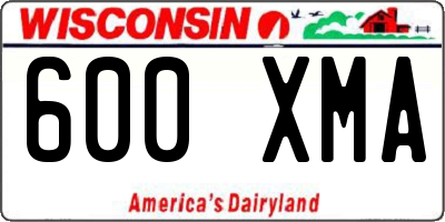 WI license plate 600XMA