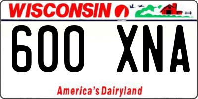 WI license plate 600XNA