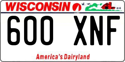 WI license plate 600XNF