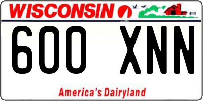 WI license plate 600XNN