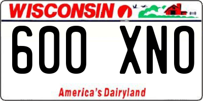 WI license plate 600XNO