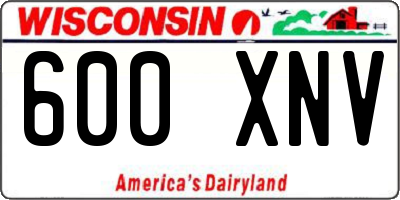 WI license plate 600XNV