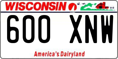 WI license plate 600XNW