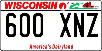 WI license plate 600XNZ