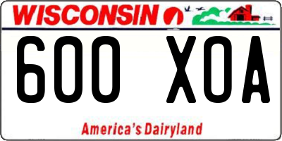 WI license plate 600XOA