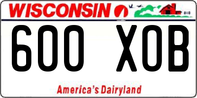 WI license plate 600XOB