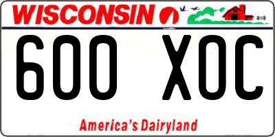 WI license plate 600XOC