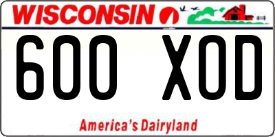WI license plate 600XOD