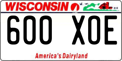 WI license plate 600XOE