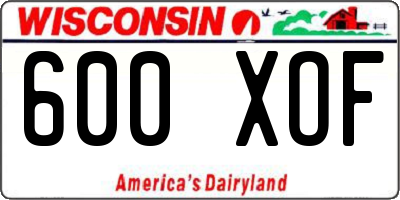 WI license plate 600XOF