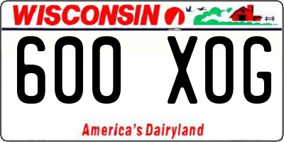 WI license plate 600XOG
