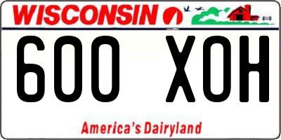 WI license plate 600XOH