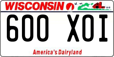 WI license plate 600XOI
