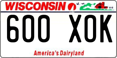 WI license plate 600XOK