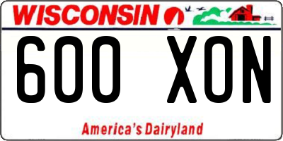 WI license plate 600XON