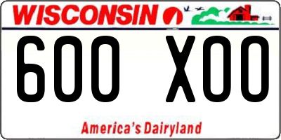 WI license plate 600XOO