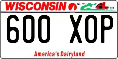 WI license plate 600XOP