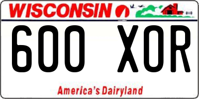 WI license plate 600XOR