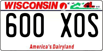 WI license plate 600XOS