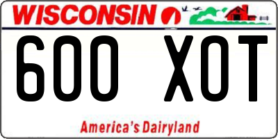 WI license plate 600XOT