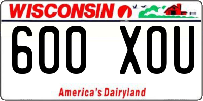 WI license plate 600XOU