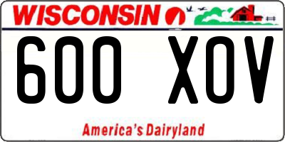 WI license plate 600XOV