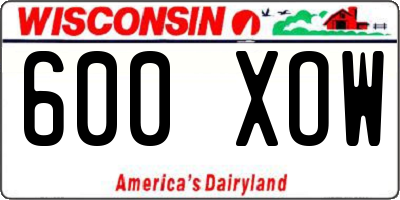WI license plate 600XOW