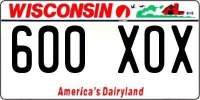 WI license plate 600XOX