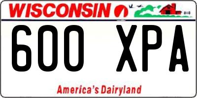 WI license plate 600XPA
