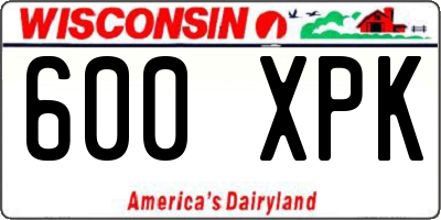 WI license plate 600XPK