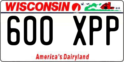 WI license plate 600XPP