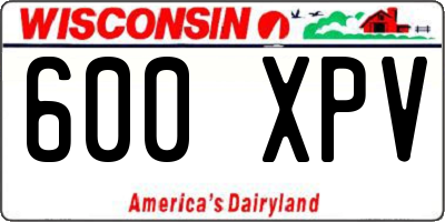 WI license plate 600XPV
