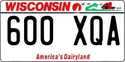WI license plate 600XQA