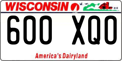 WI license plate 600XQO
