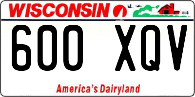 WI license plate 600XQV