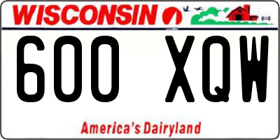WI license plate 600XQW