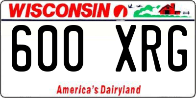 WI license plate 600XRG