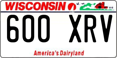 WI license plate 600XRV