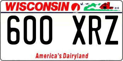 WI license plate 600XRZ