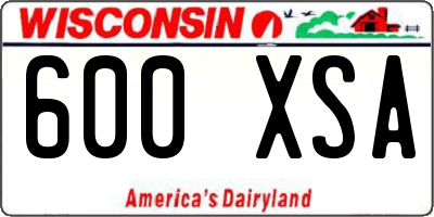 WI license plate 600XSA