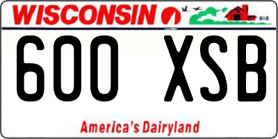 WI license plate 600XSB